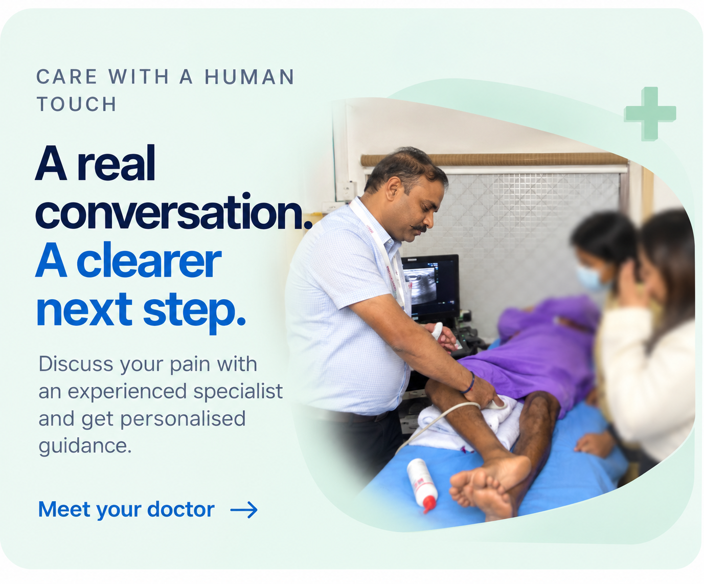 Doctor attending to a patient in a clinical setting